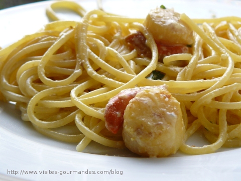Recette de pâtes : spaghettis et noix de Saint-Jacques