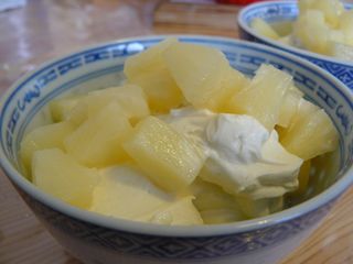 Mousse mascarpone et ananas.
